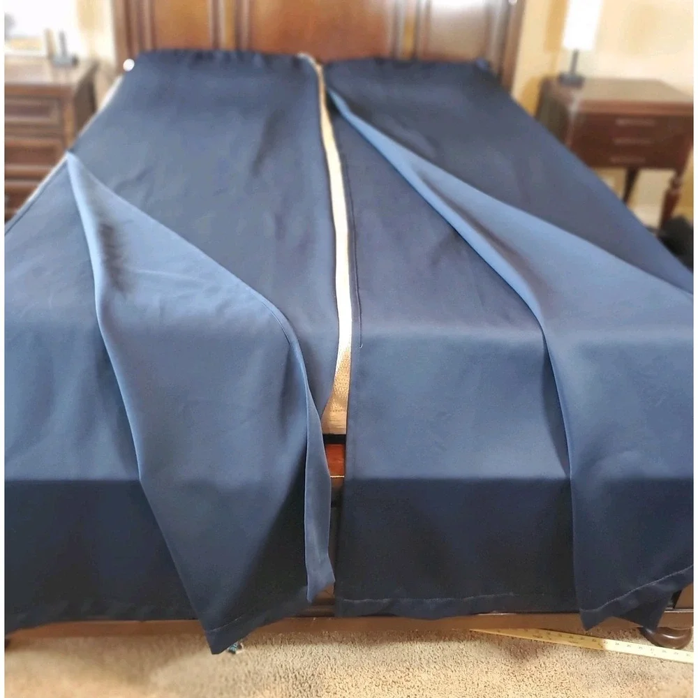 Ikea 1410 Werna Curtain Panels Set Of 2 Dark‎ Navy Blue Thick Polyester 57x105.5